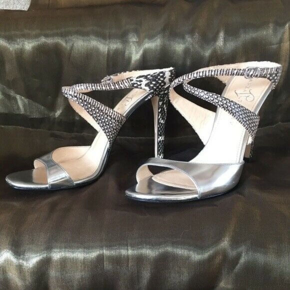 🆕Ivanka Trump Open Toe Crisscross Heel Mule Snake - Picture 1 of 8